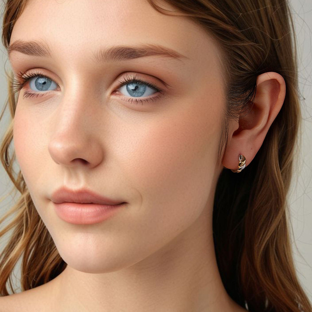 Boucles d'oreilles en argent sterling 925 avec placage or blanc et or pour femmes