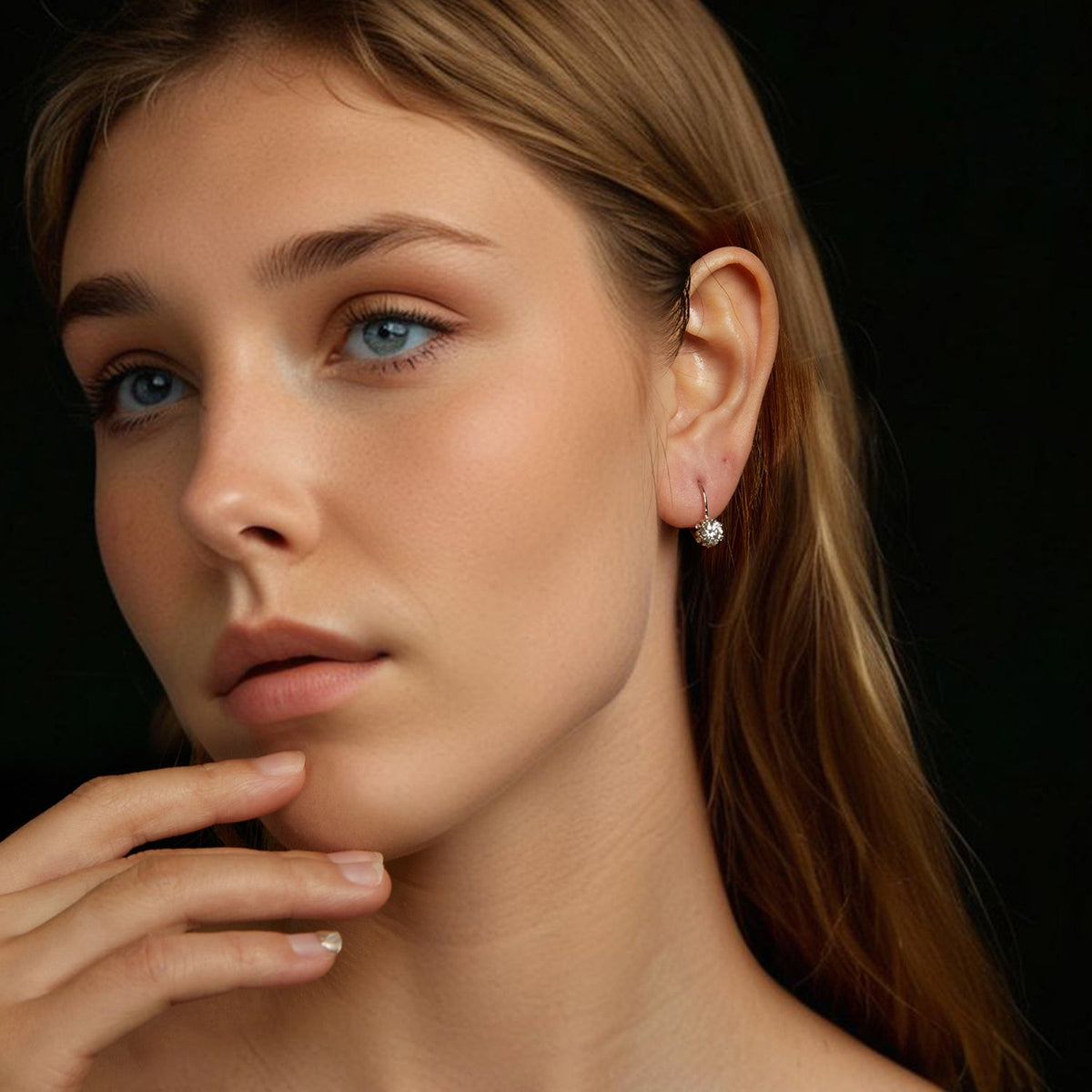 Boucles d'oreilles en argent sterling 925 et moissanite avec zircones cubiques en or blanc, 1,8 cm pour femme
