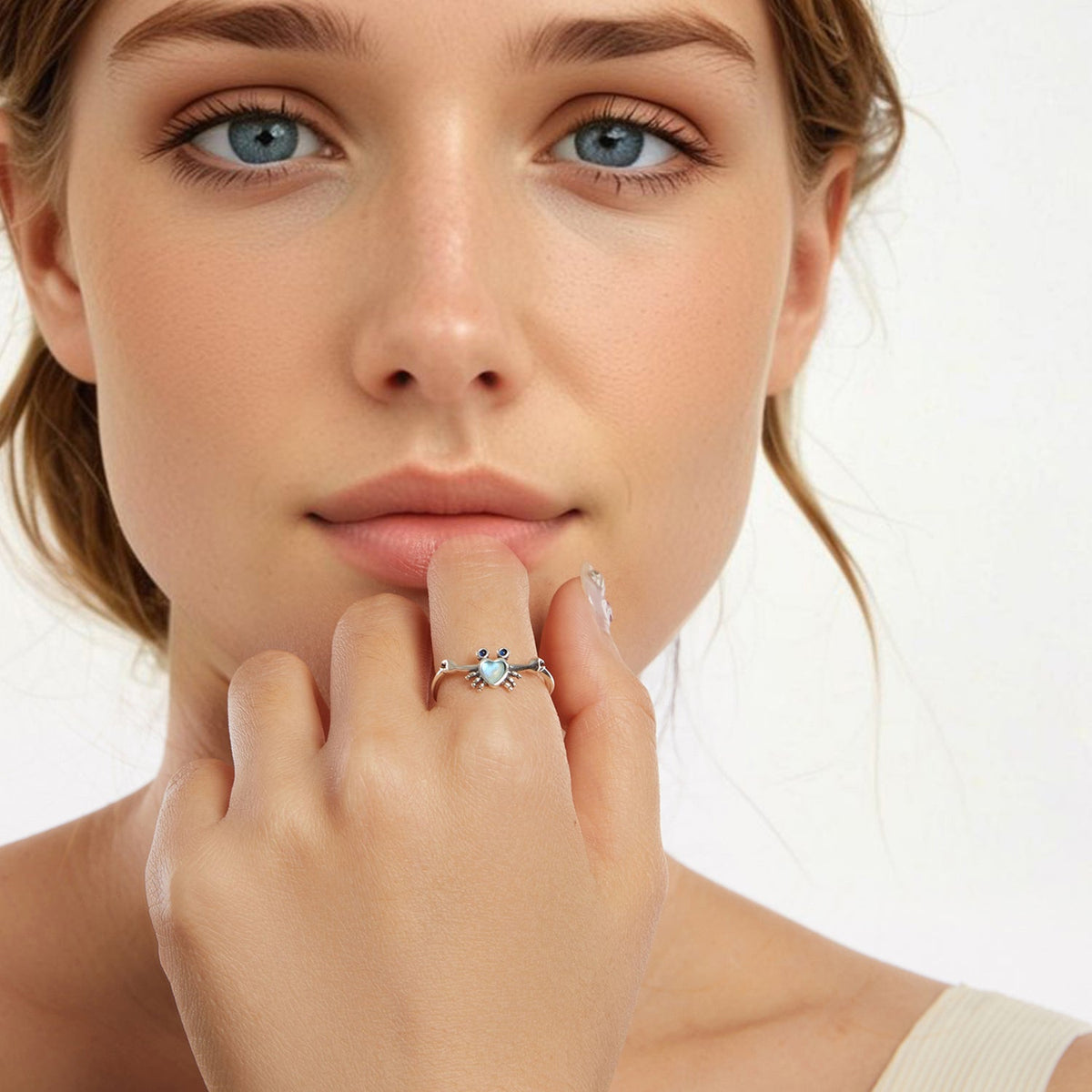 Bague en argent sterling 925 avec pierre de lune et spinelle synthétique pour femme