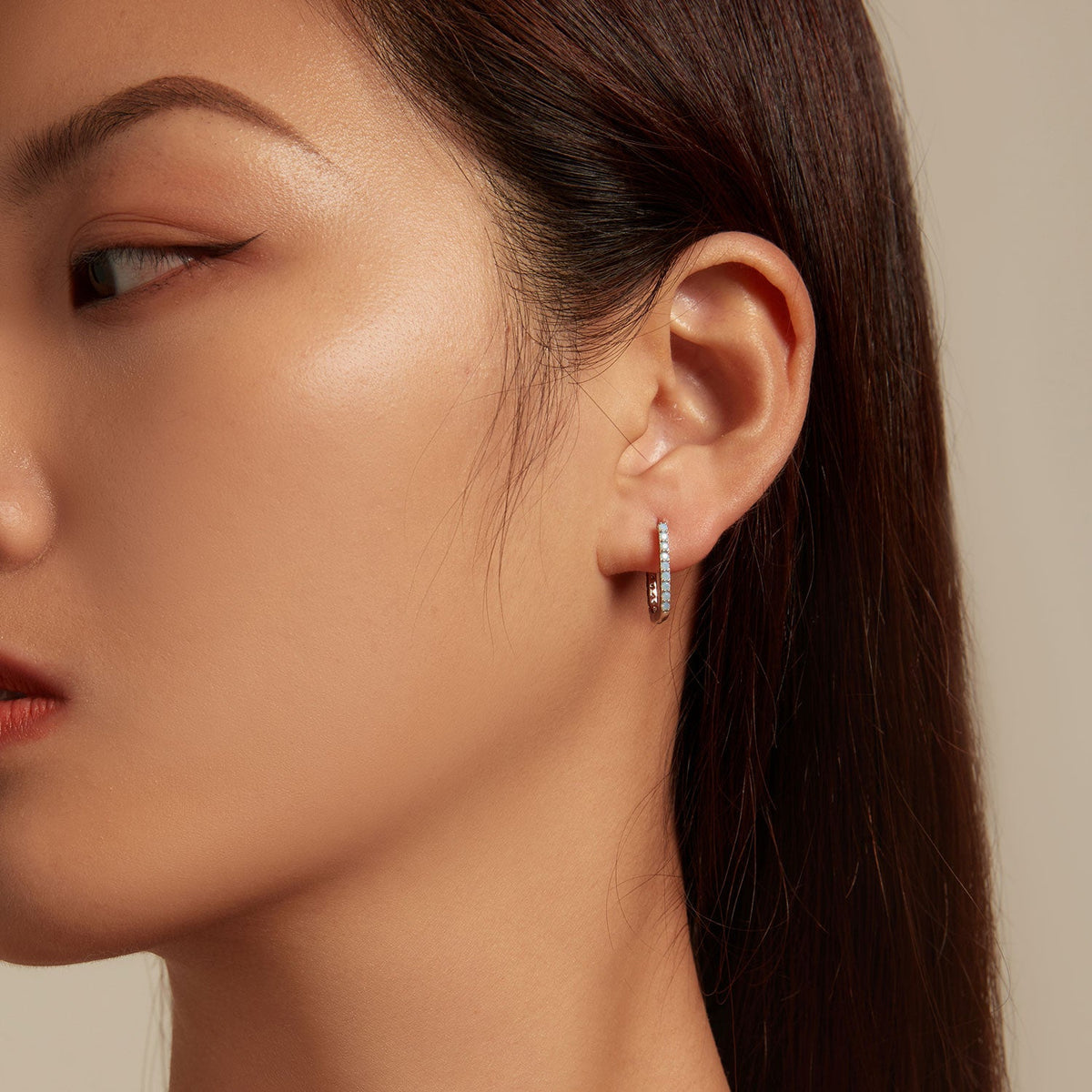 Boucles d'oreilles en argent sterling 925 avec opale et placage platine pour femmes