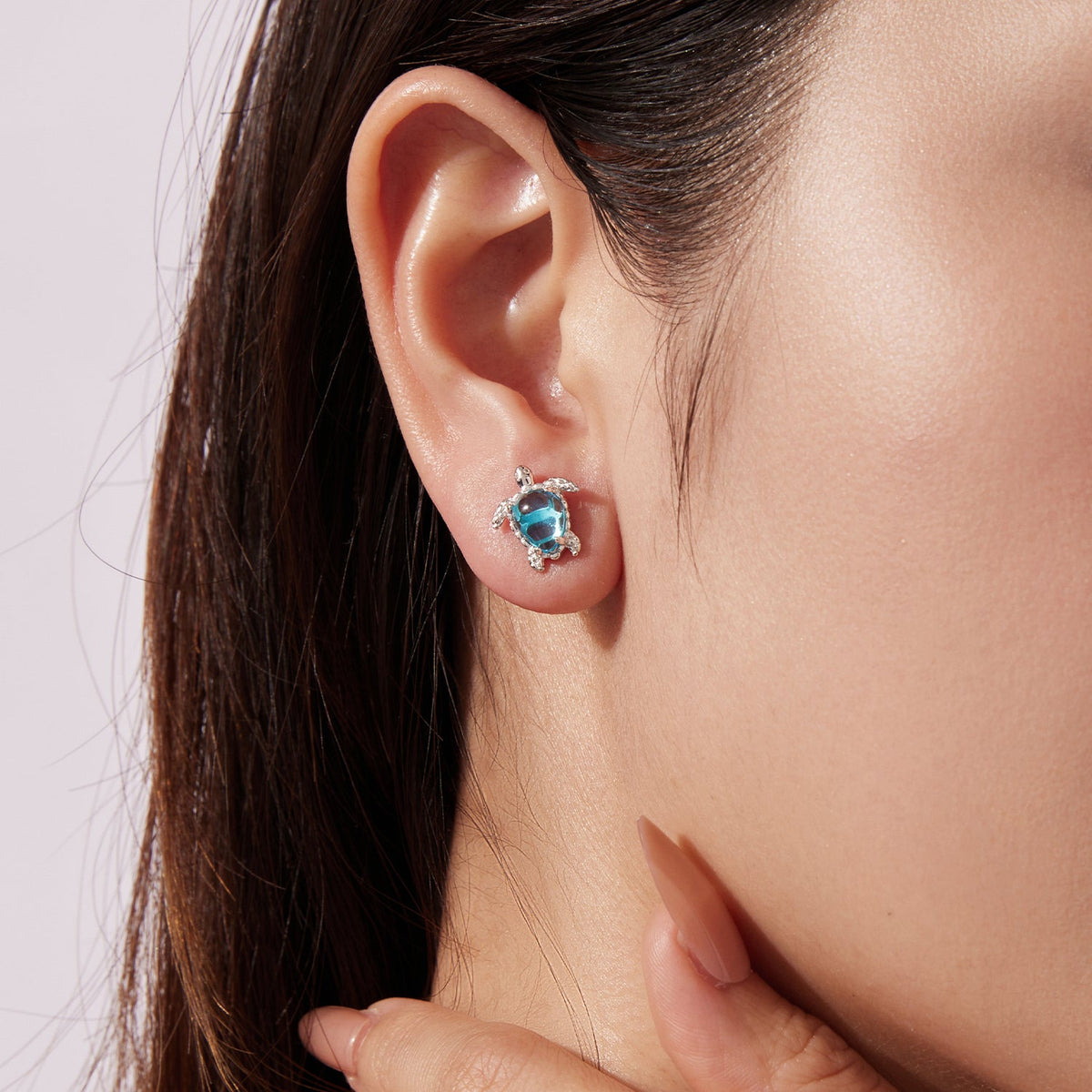 Boucles d'oreilles en Argent Sterling 925 et Laiton avec Verre Transparent et Zircons 1,3*1,2cm pour Femme