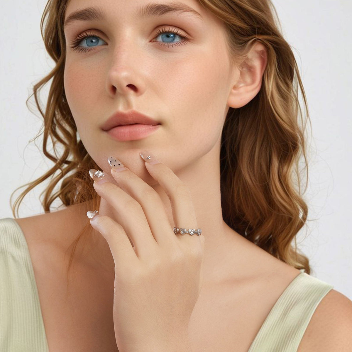 Bague en argent sterling 925 plaqué or blanc, sertie de pavé CZ, taille 6 pour femmes
