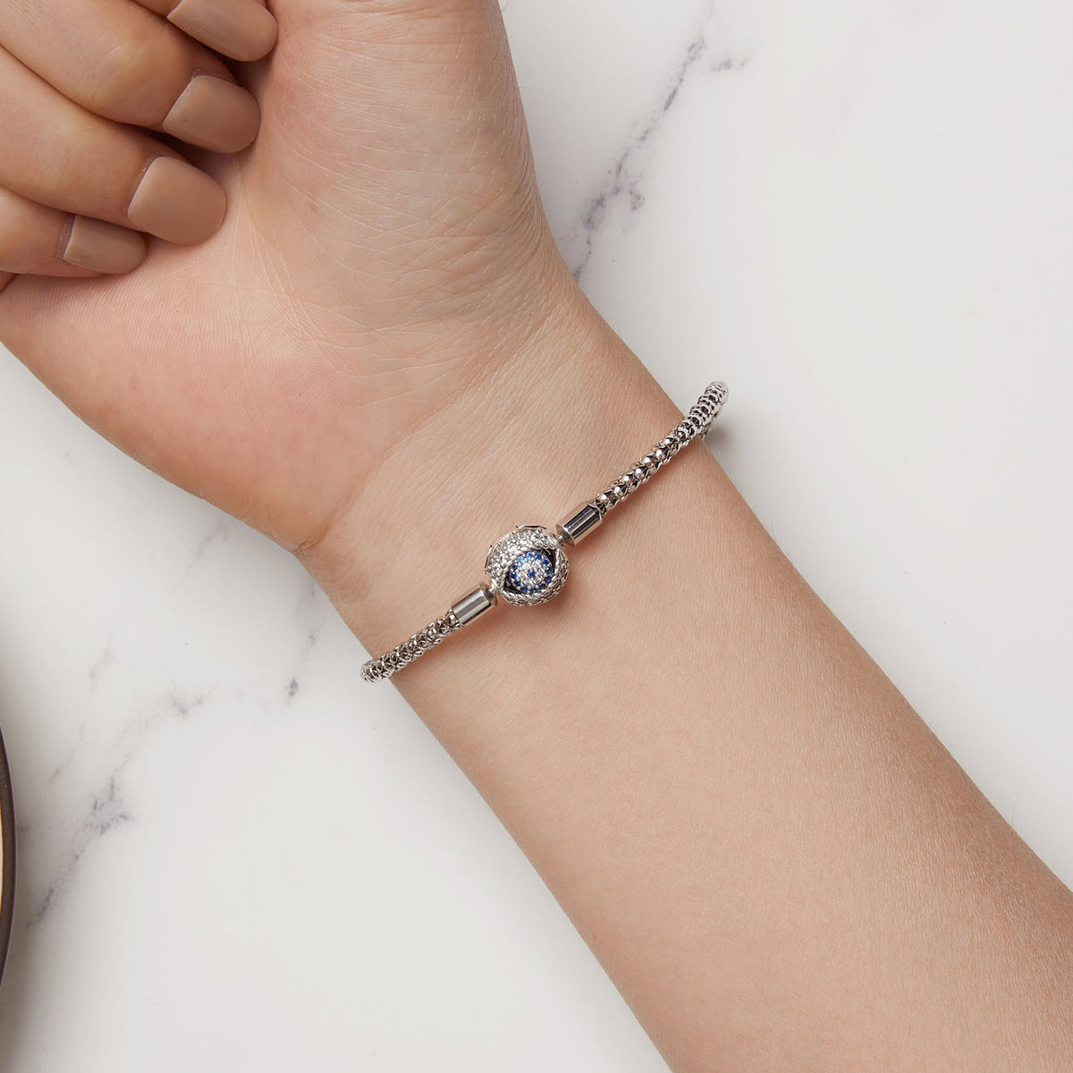 Bracelet pour femme en argent 925 oxydé, serti pavé de CZ, 17,0 cm