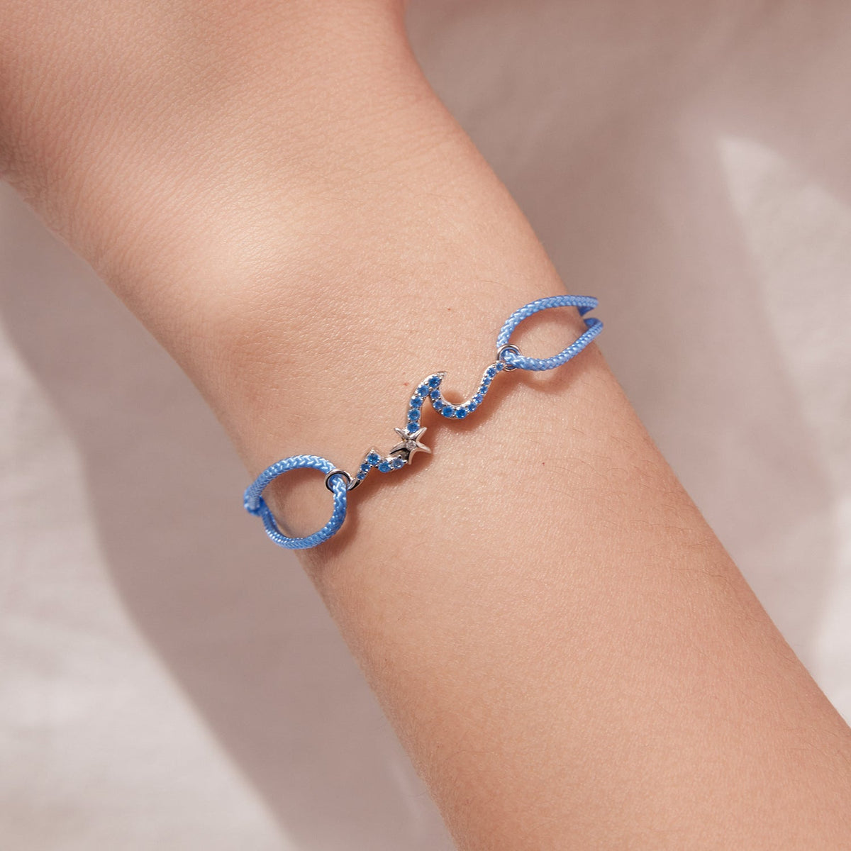 Bracelet réglable en argent sterling 925 plaqué or blanc avec pendentifs CZ pour femmes