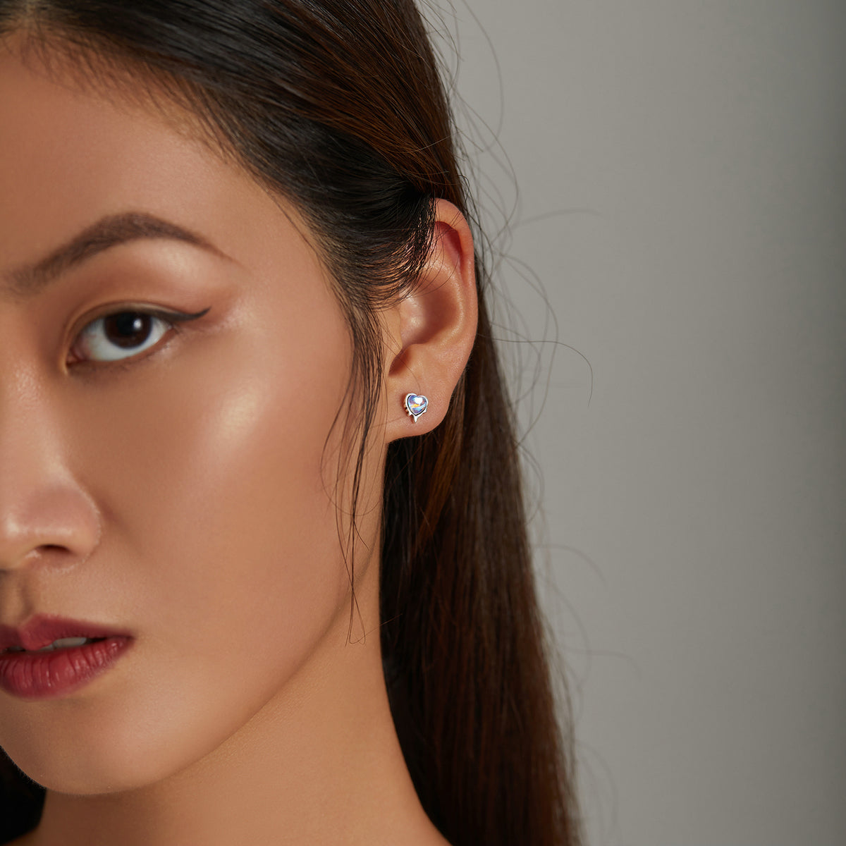 Boucles d'oreilles en argent sterling 925 et pierre de lune pour femme