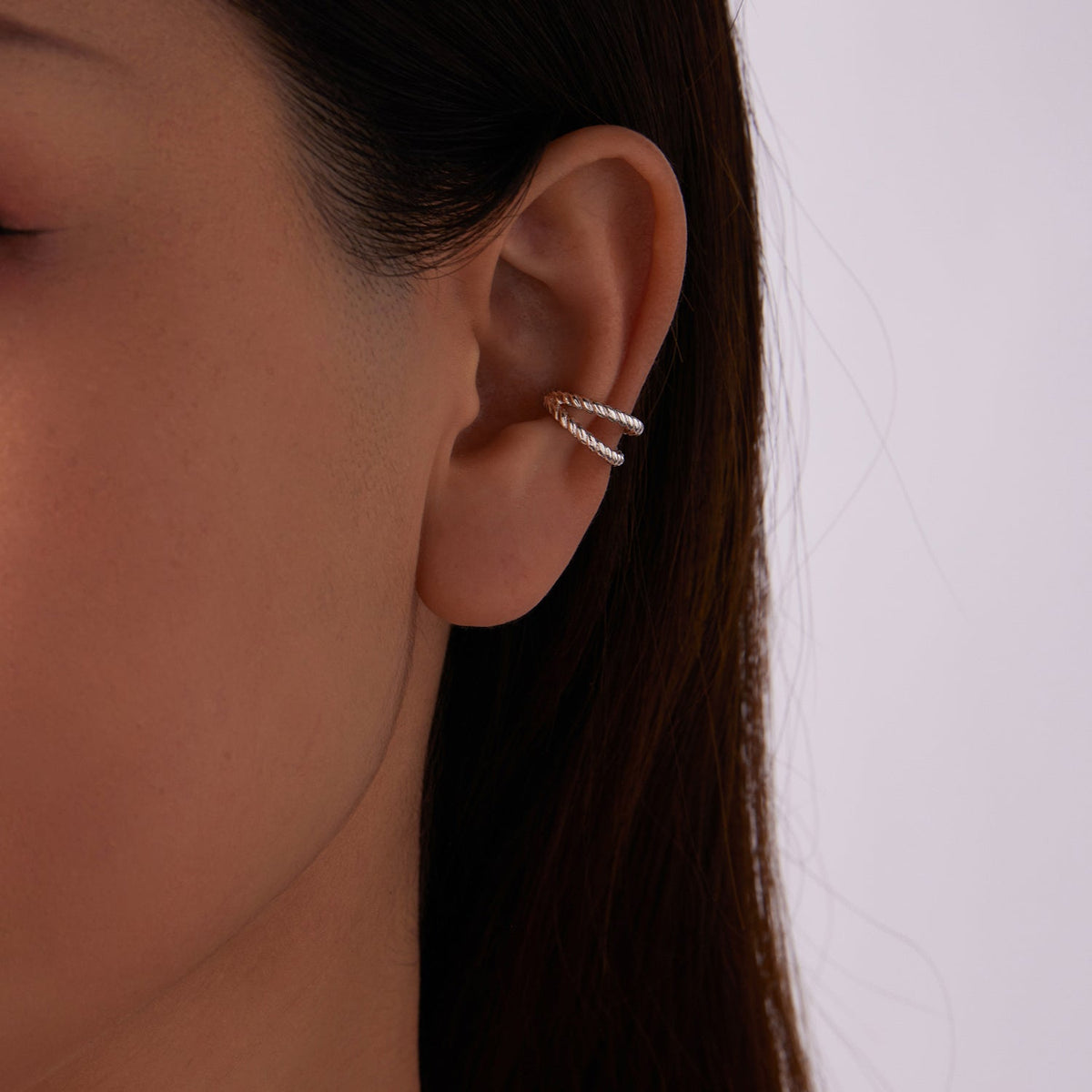 Boucles d'oreilles créoles en argent sterling 925 plaqué or blanc 0.7x1.3cm pour femmes