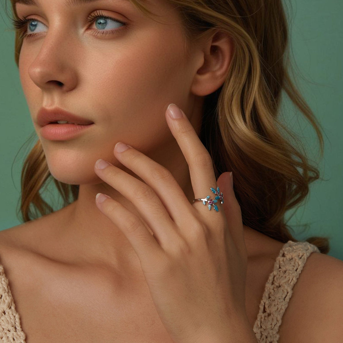 Bague en argent sterling 925 émaillée plaquée or blanc avec zircone cubique pour femme