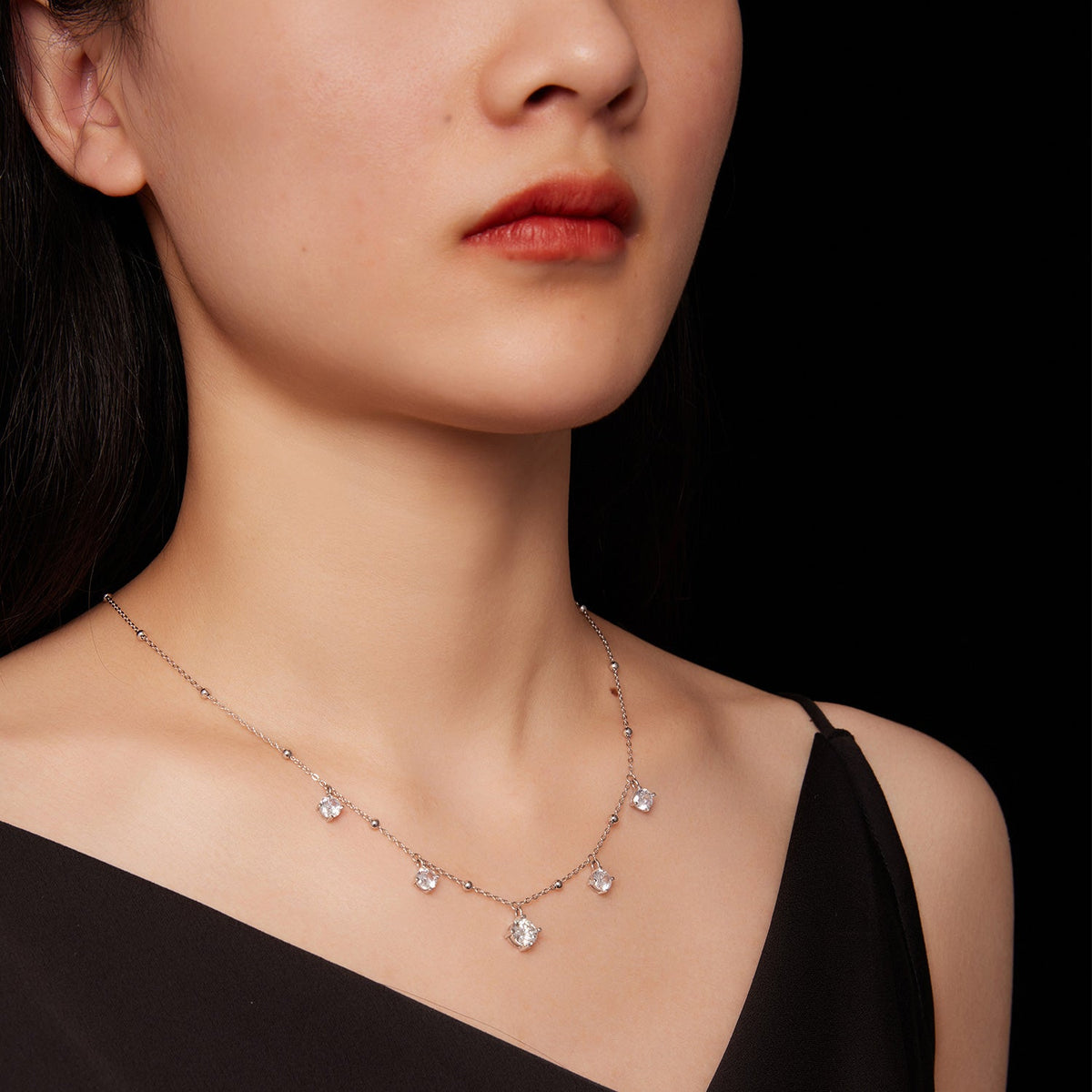 Collier en argent sterling 925 avec moissanite 5,0 mm pour femme