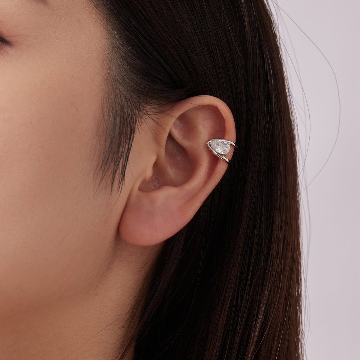 Créoles en argent sterling 925 avec pavé de zircons cubiques en or blanc