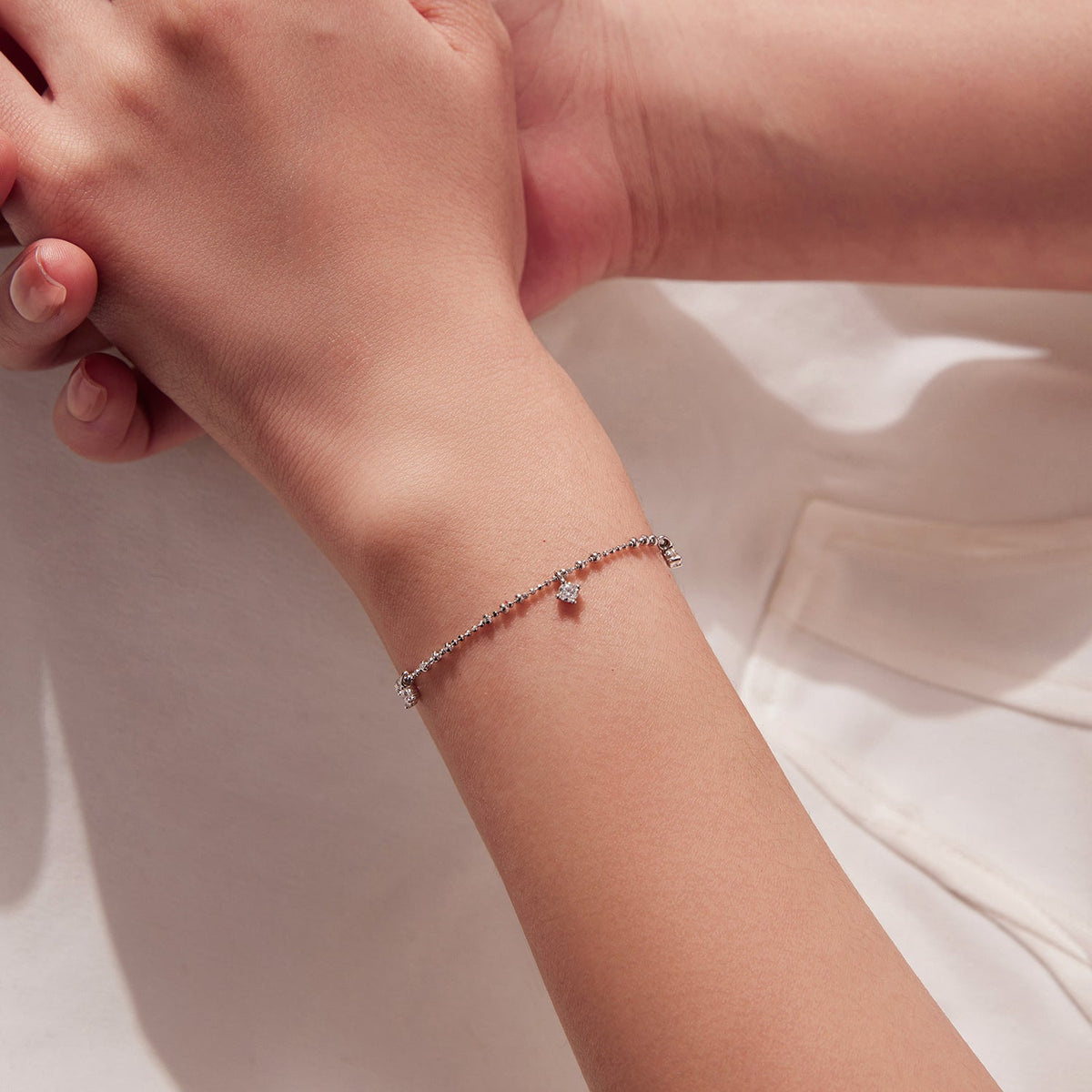 Bracelet en argent sterling 925 et moissanite pour femmes - 15+6cm, plaqué or blanc