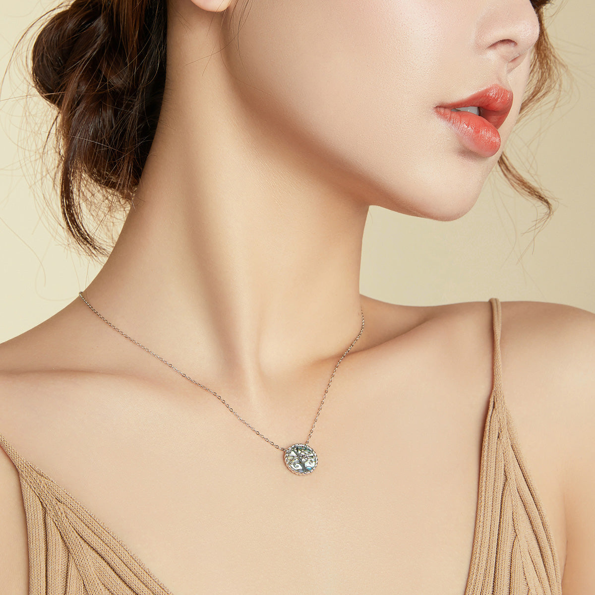Collier ajustable en argent sterling 925 avec mica pour femme