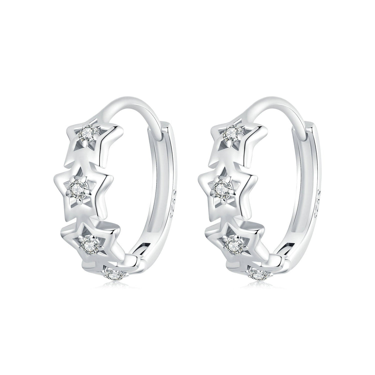 Boucles d'oreilles en argent sterling 925 avec pavé, taille : 13*5 mm, pour femmes