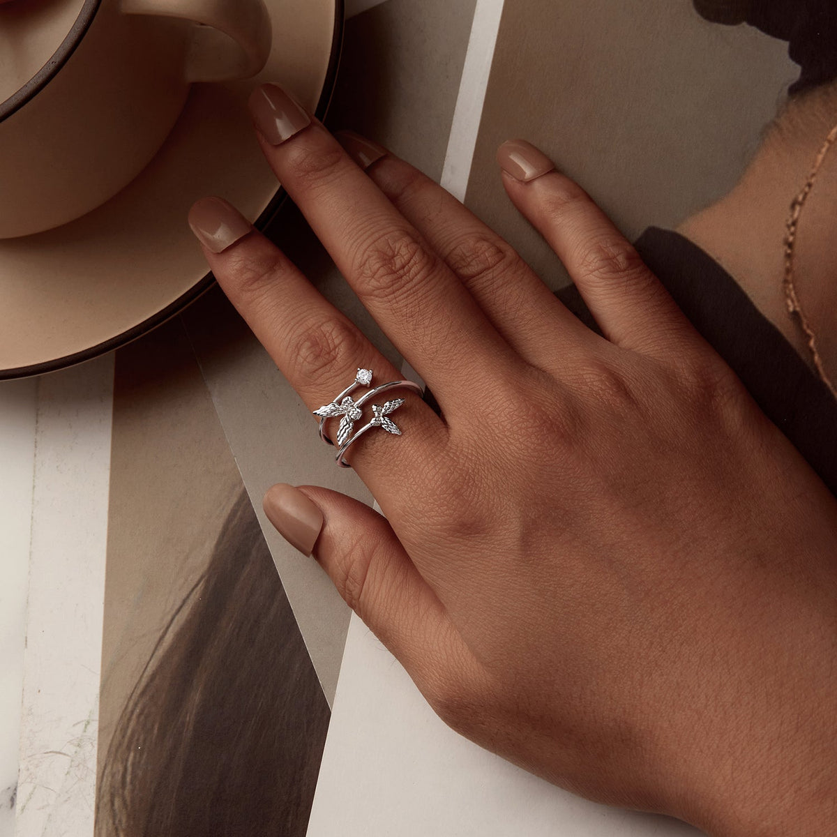 Bague en argent sterling 925 avec zircons cubiques sertis pavé