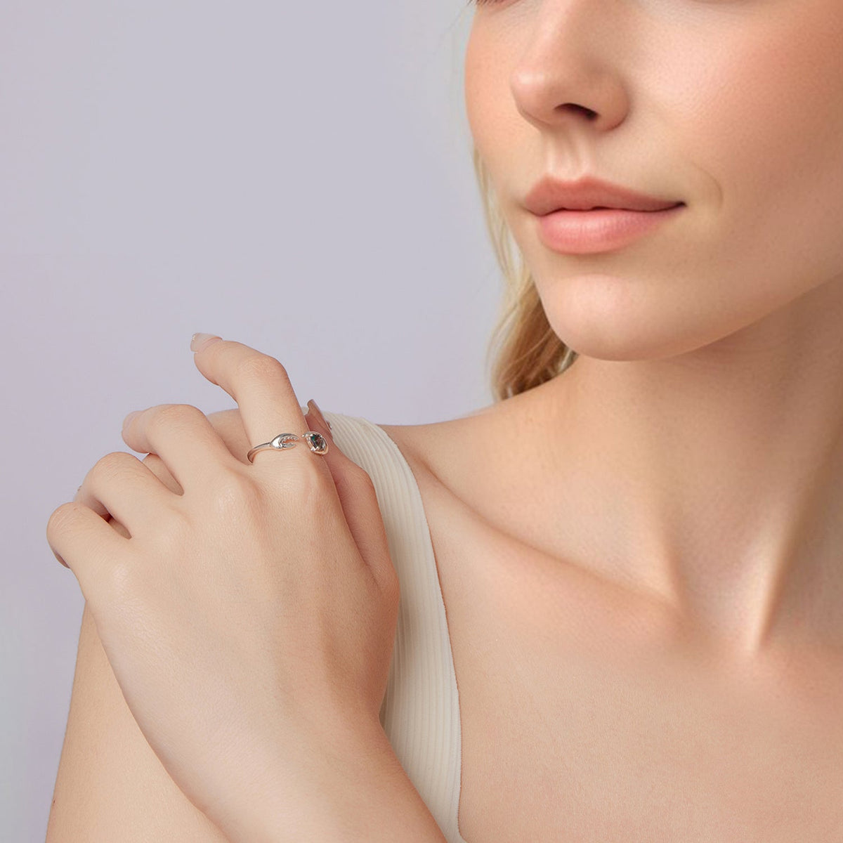 Bague en argent sterling 925 avec verre transparent et argent vieilli pour femme