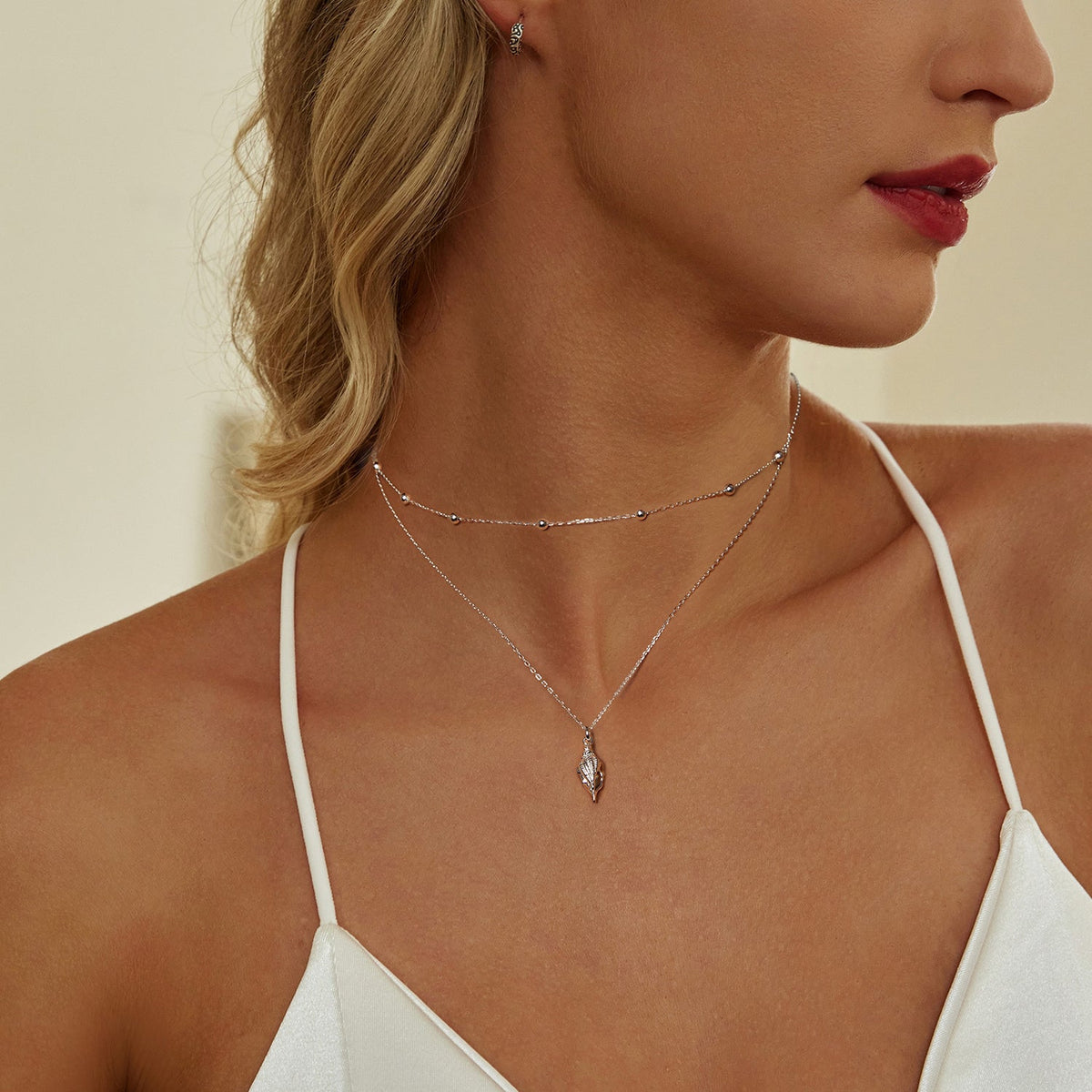 Collier ajustable en argent sterling 925 plaqué or blanc