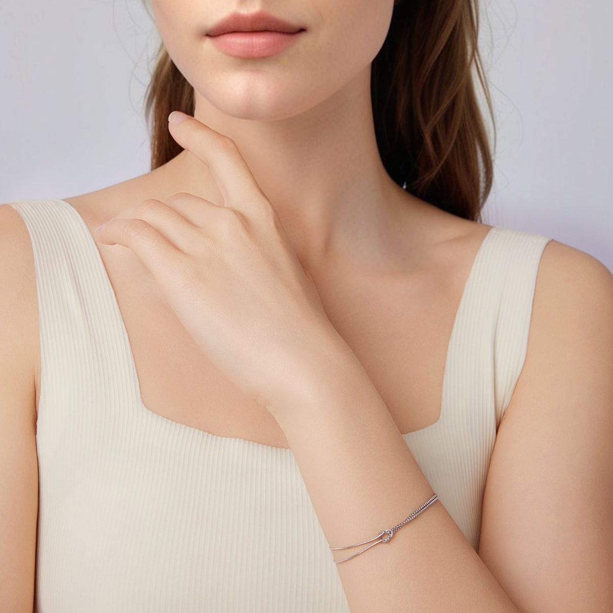 Bracelet en argent sterling 925 et or blanc plaqué pour femmes