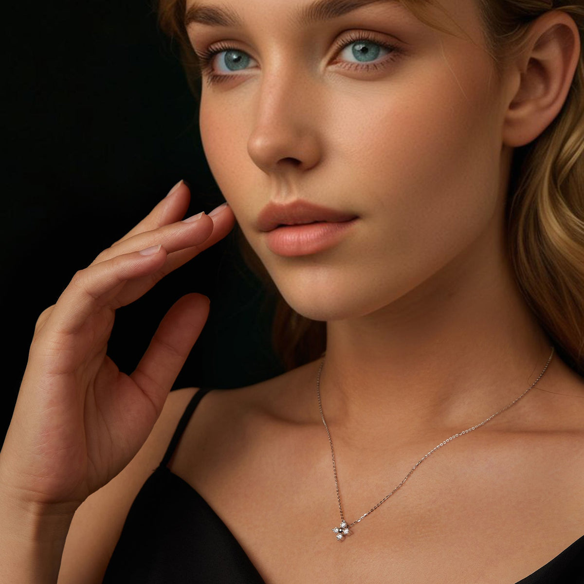 Collier Moissanite en Argent Sterling 925 et Plaqué Or Blanc 40+5cm pour Femmes