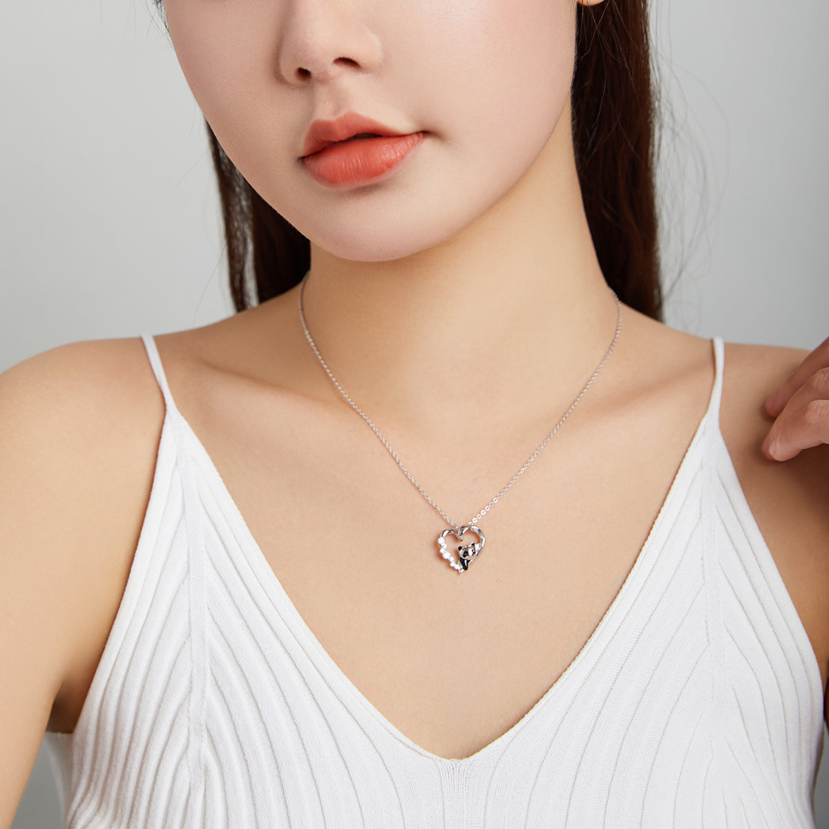 Collier réglable en argent sterling S925 avec pendentif en émail et oxyde de zirconium