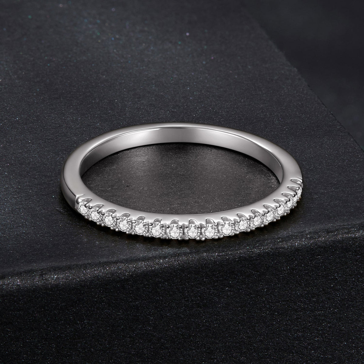 Bague en argent sterling 925 et moissanite de 0,01 ct, taille 8A