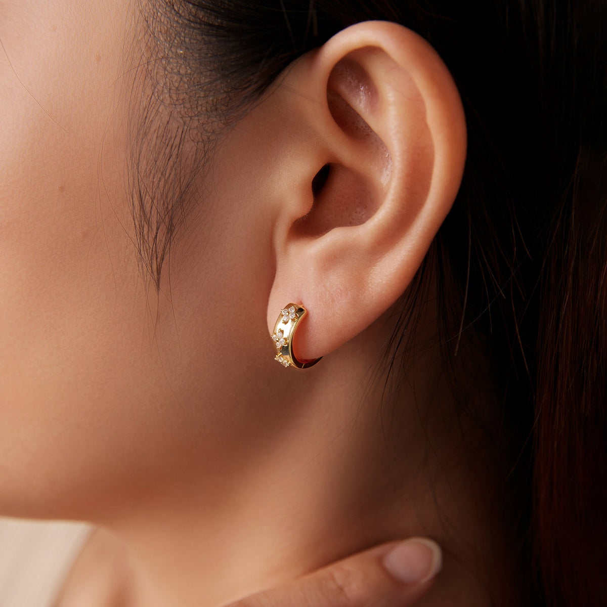 Boucles d'oreilles créoles en argent sterling 925 et moissanite de 0,009 carat pour femme