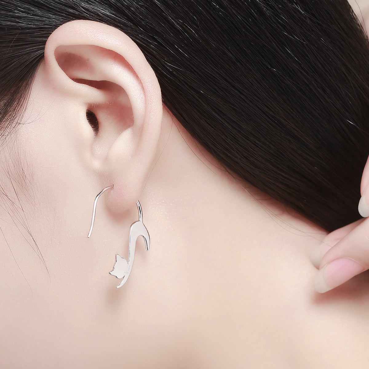 Boucles d'oreilles en argent sterling 925 pour femme - 3*2,5cm, plaqué platine