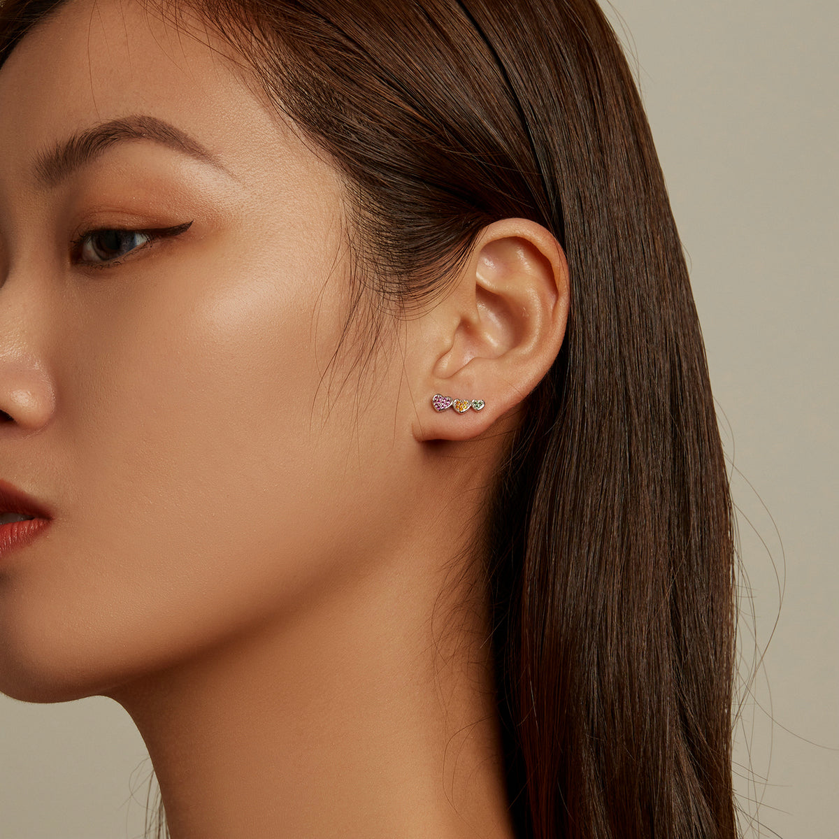Boucles d'oreilles en argent sterling 925 avec pavé et plaqué platine, Taille : 0.5*1.3cm, Femme