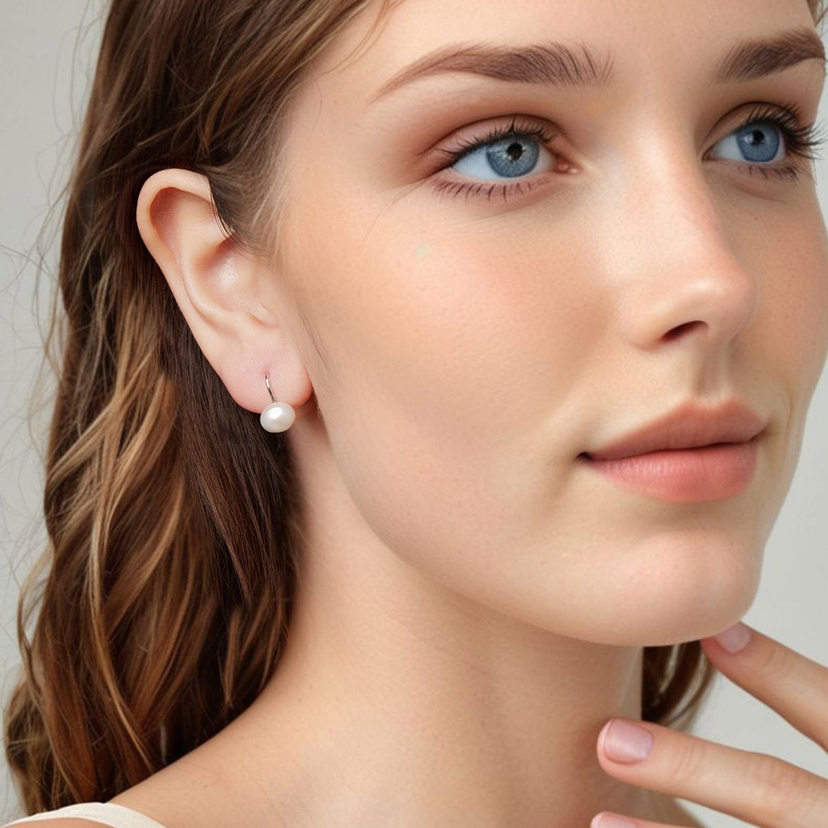 Boucles d'oreilles en perles d'eau douce plaquées or blanc en argent sterling 925 pour femmes