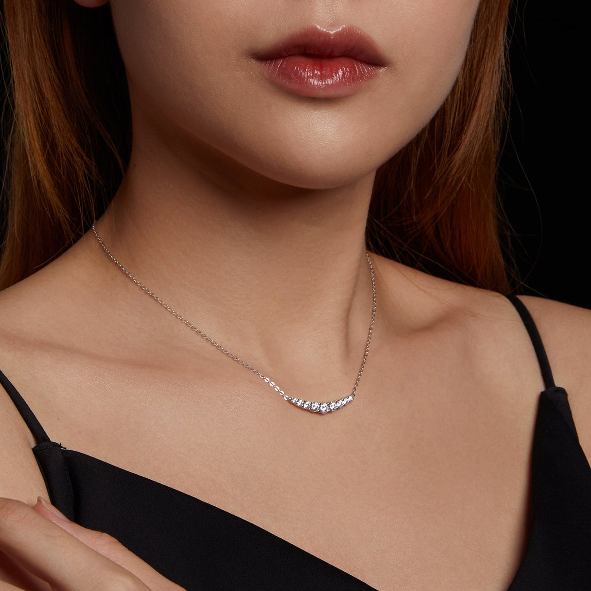 Collier en argent sterling 925 plaqué or blanc Moissanite 38+5cm pour femmes