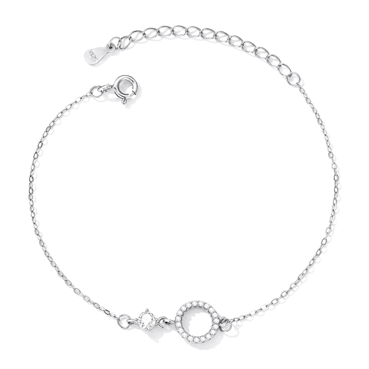 Bracelet ajustable en argent sterling 925 avec zircons cubiques sertis pavé pour femme