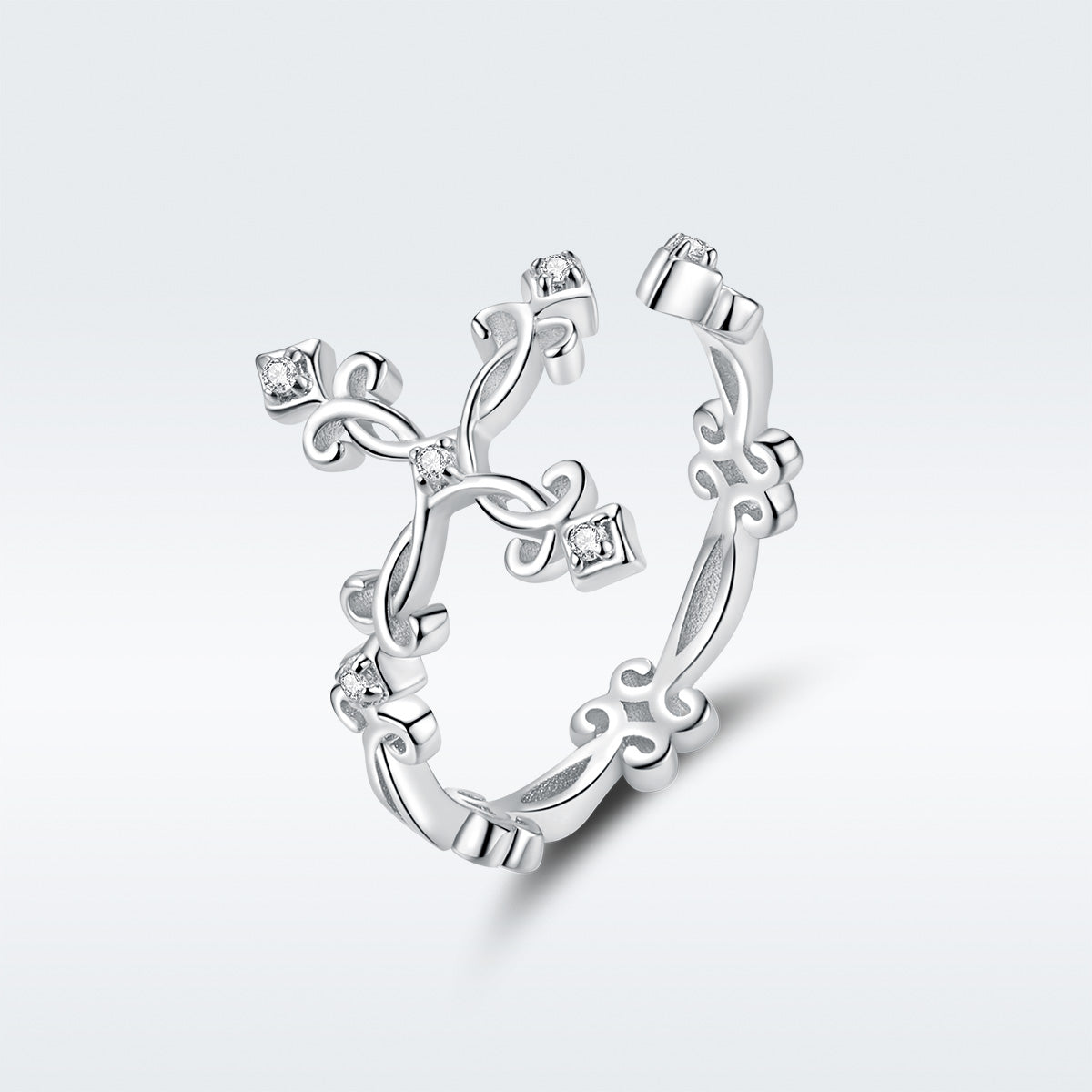 Bague en argent sterling S925 sertie pavé de ZC de 0,4 cm de largeur