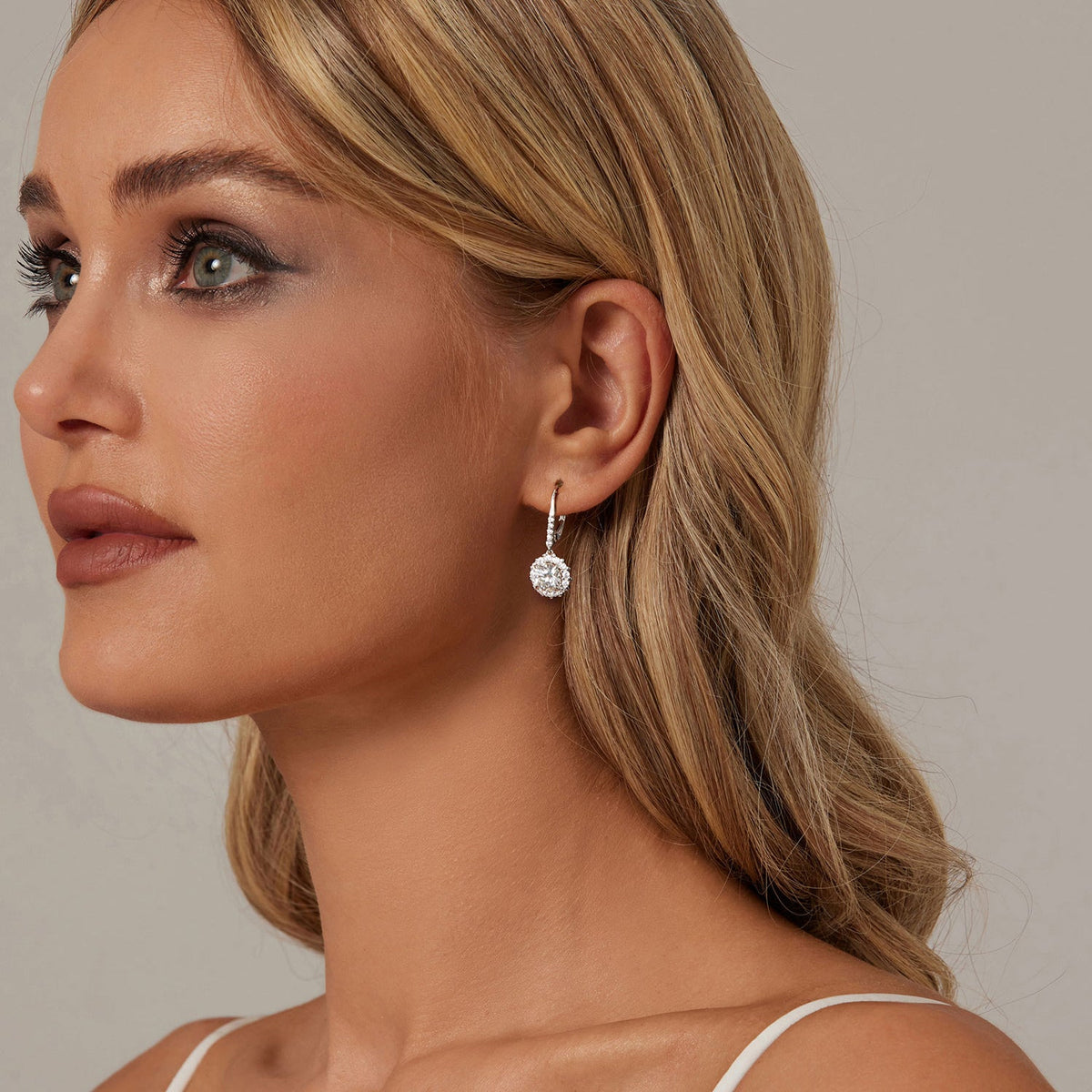 Boucles d'oreilles moissanite en argent sterling 925, 1 carat, 26x11 mm, pavées or blanc pour femme