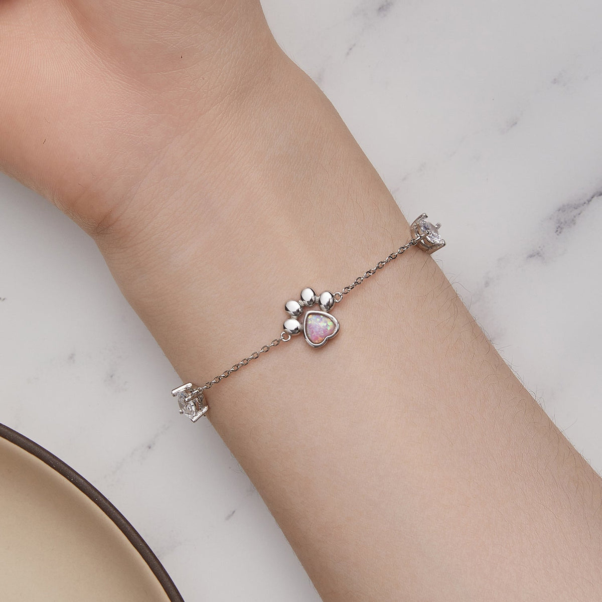 Bracelets pour femmes en argent sterling 925 avec opales translucides