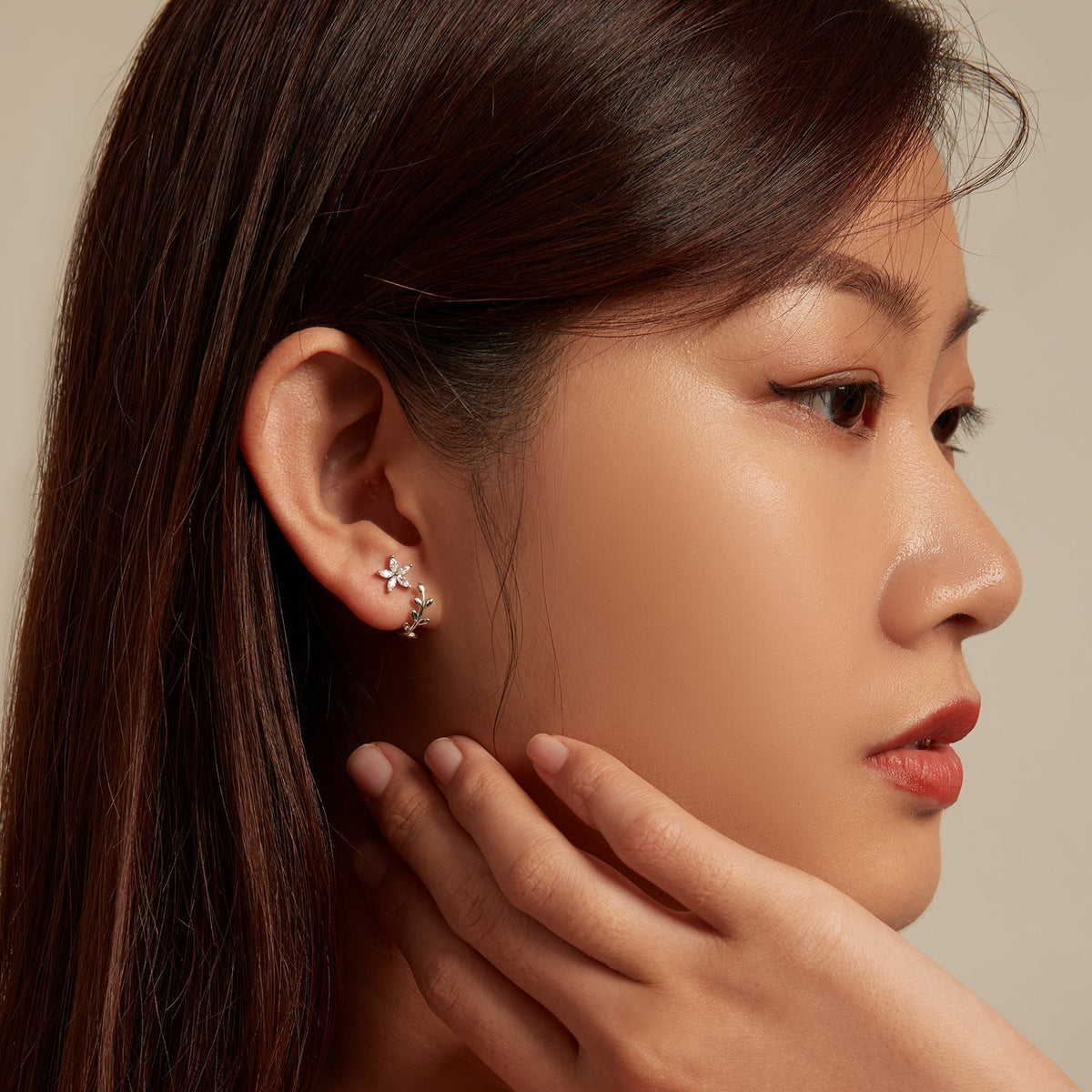 Boucles d'oreilles en argent sterling 925 plaqué platine avec zircones cubiques