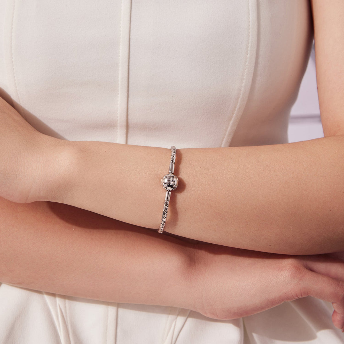 Bracelet en argent sterling 925 plaqué or blanc avec pendentif en oxyde de zirconium pour femmes