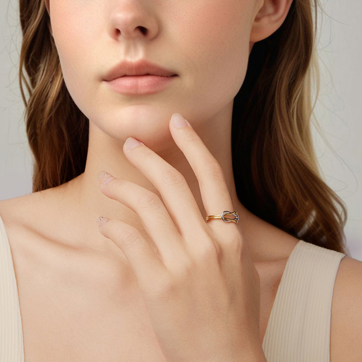 Bague en argent sterling 925 plaqué or blanc pour femme