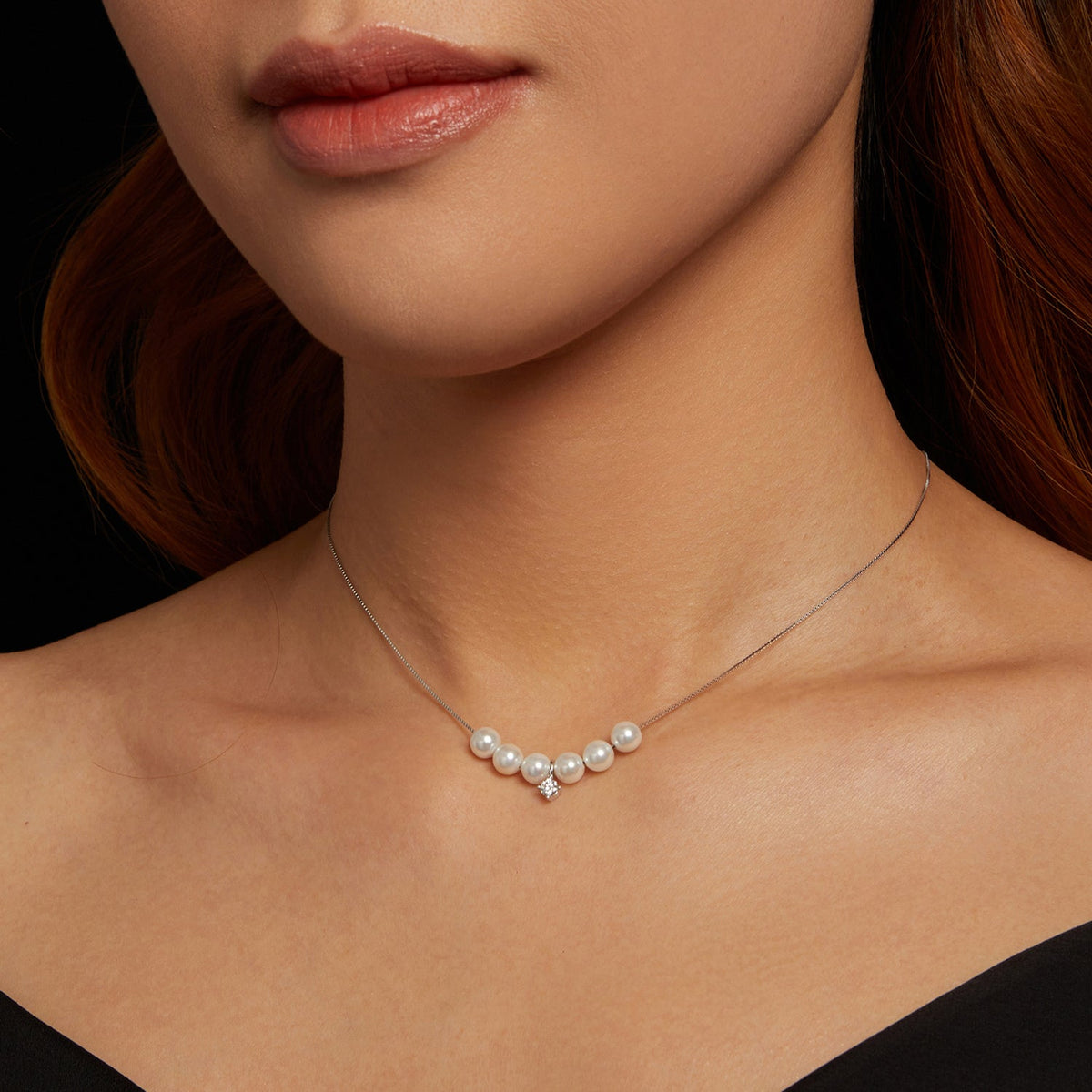 Collier ajustable pour femme en argent sterling 925, moissanite et perles de coquillage de qualité