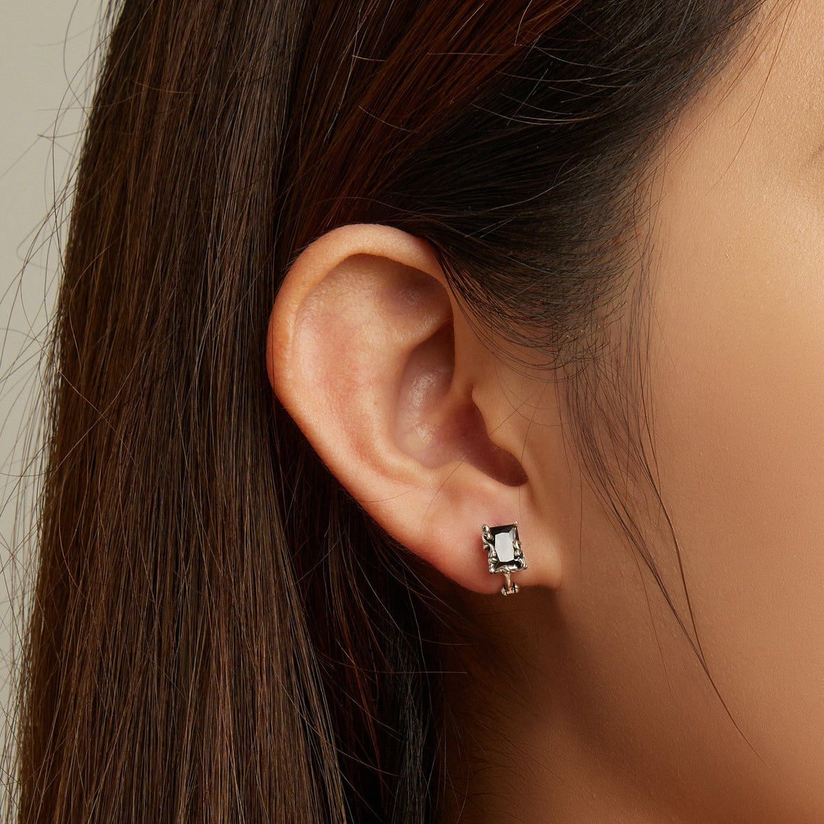 Boucles d'oreilles en argent sterling 925 avec oxydation et zircones cubiques pour femme