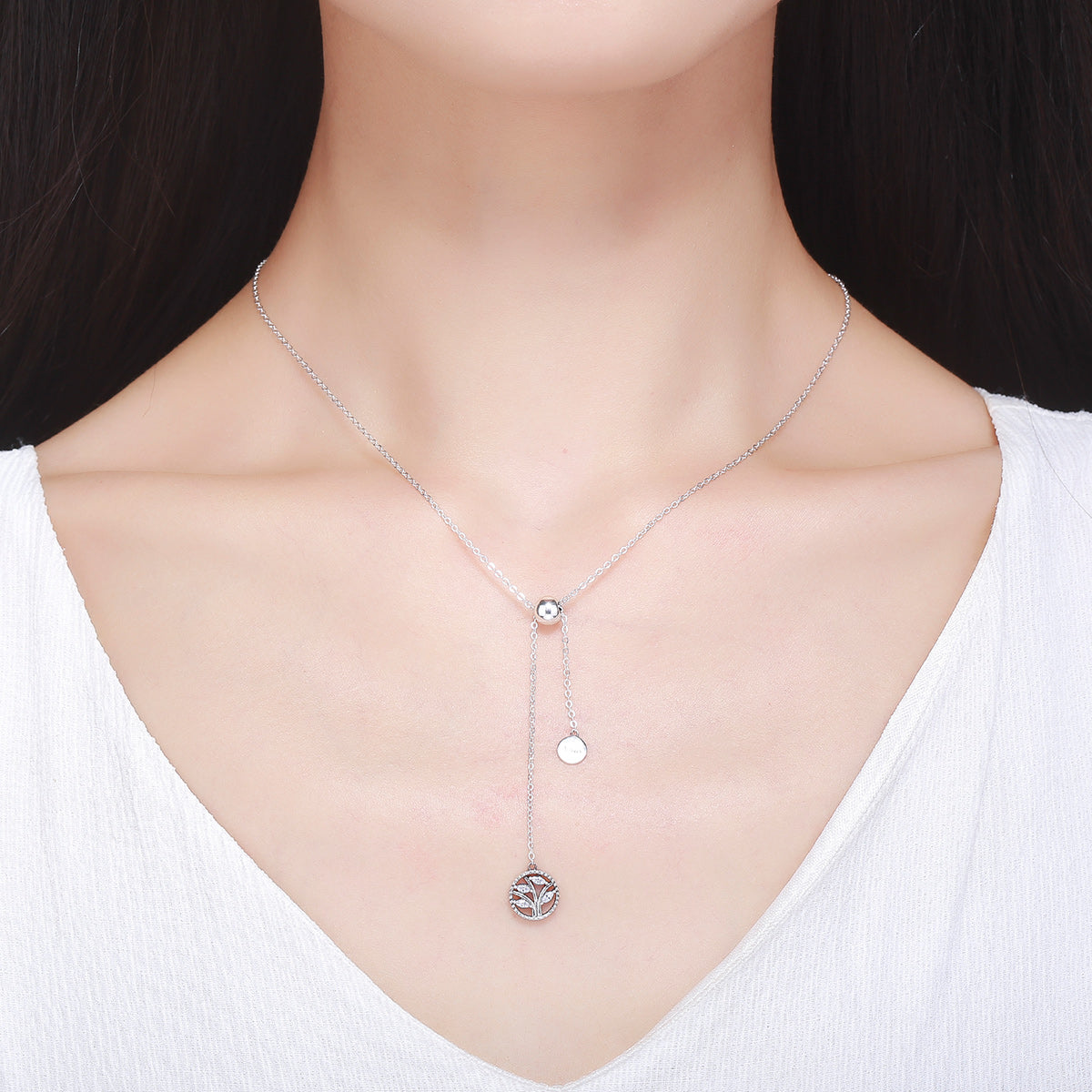 Collier en argent sterling 925, longueur 42 cm avec pendentif de 9,5 cm pour femme