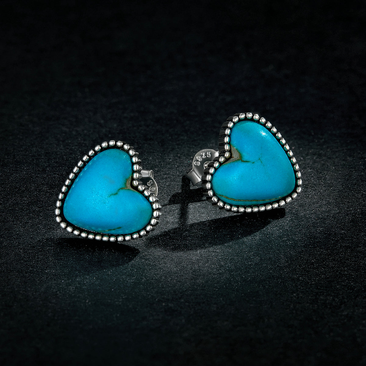 Boucles d'oreilles en argent sterling 925 oxydé et turquoise pour femme