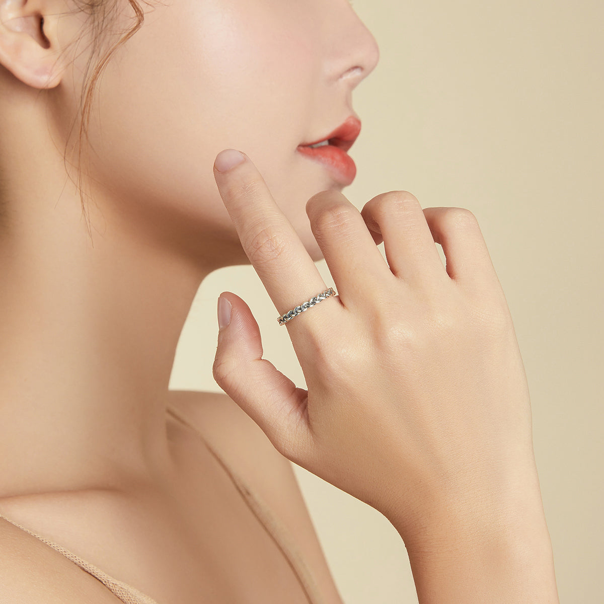 Bague en argent sterling 925 oxydé de 0,20 cm, taille 9 pour femme