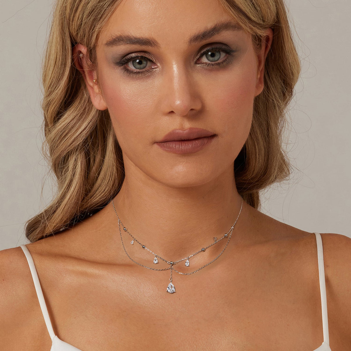 Collier femme en argent sterling 925 avec pavé de zircone cubique 400 mm