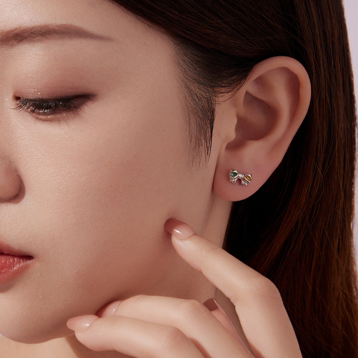 Boucles d'oreilles en argent sterling 925 avec verre transparent et zircon cubique pour femme