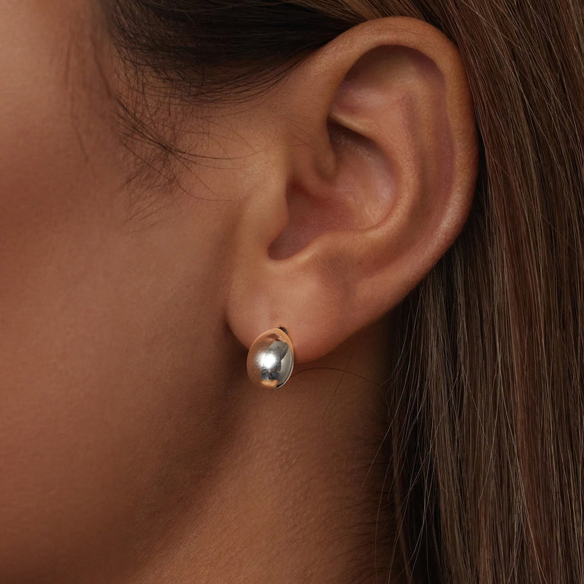 Boucles d'oreilles en argent sterling 925 10x7mm avec argent oxydé pour femmes
