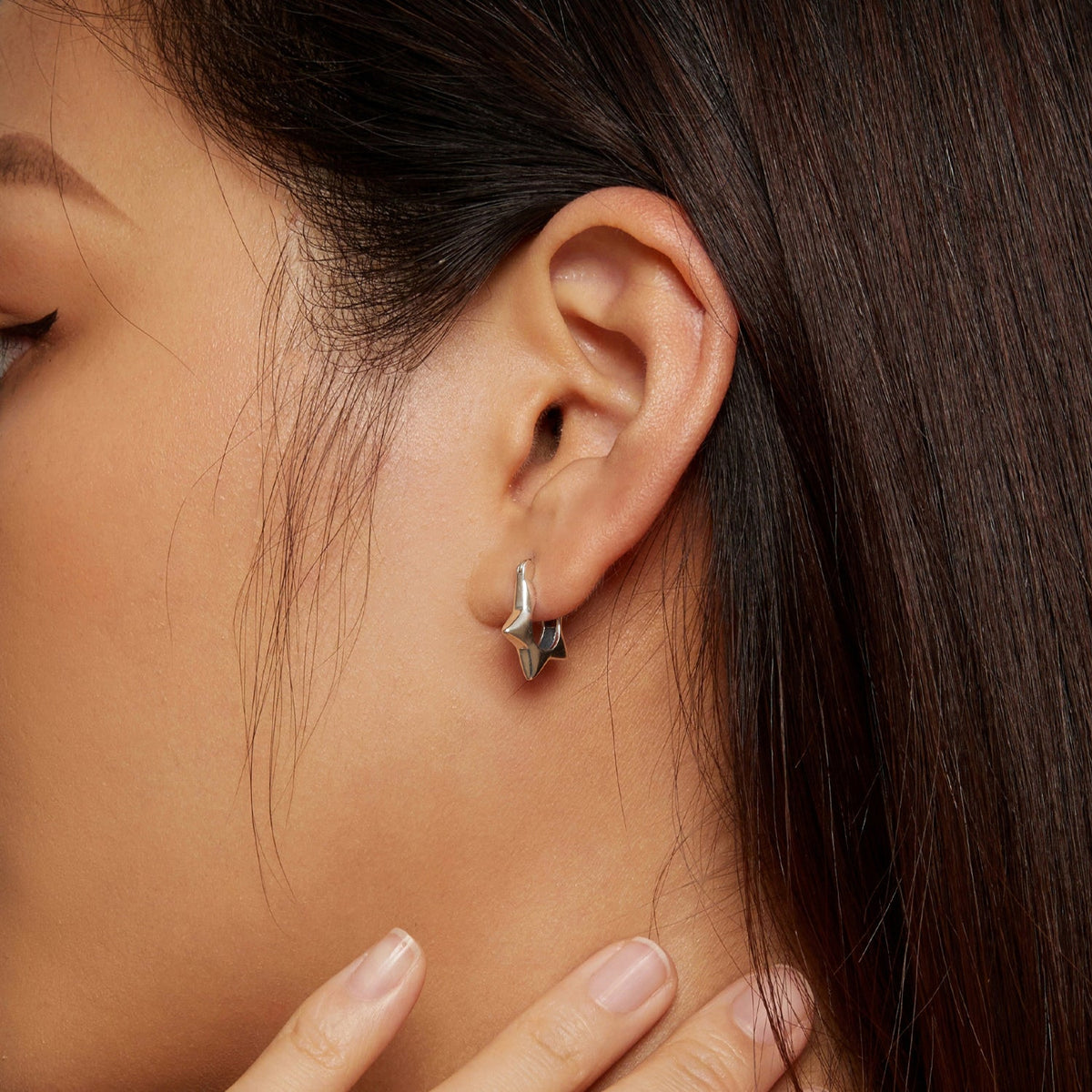 Boucles d'oreilles en argent sterling S925 pour femme - Argent vieilli, 17x4 mm