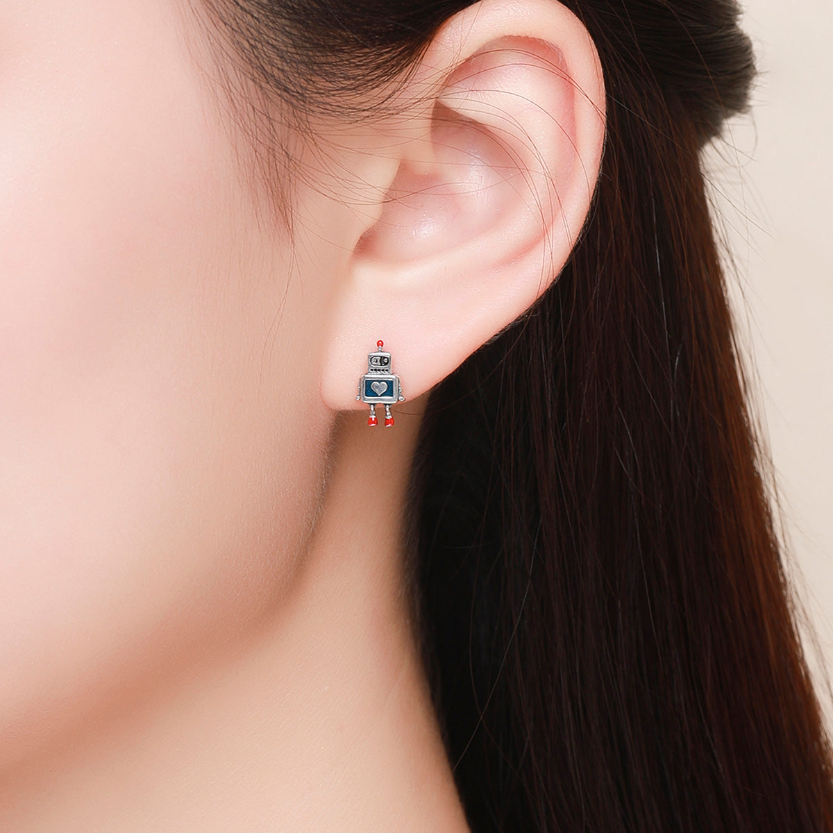 Boucles d'oreilles en émail oxydé de 1,3 cm en argent sterling 925 pour femmes