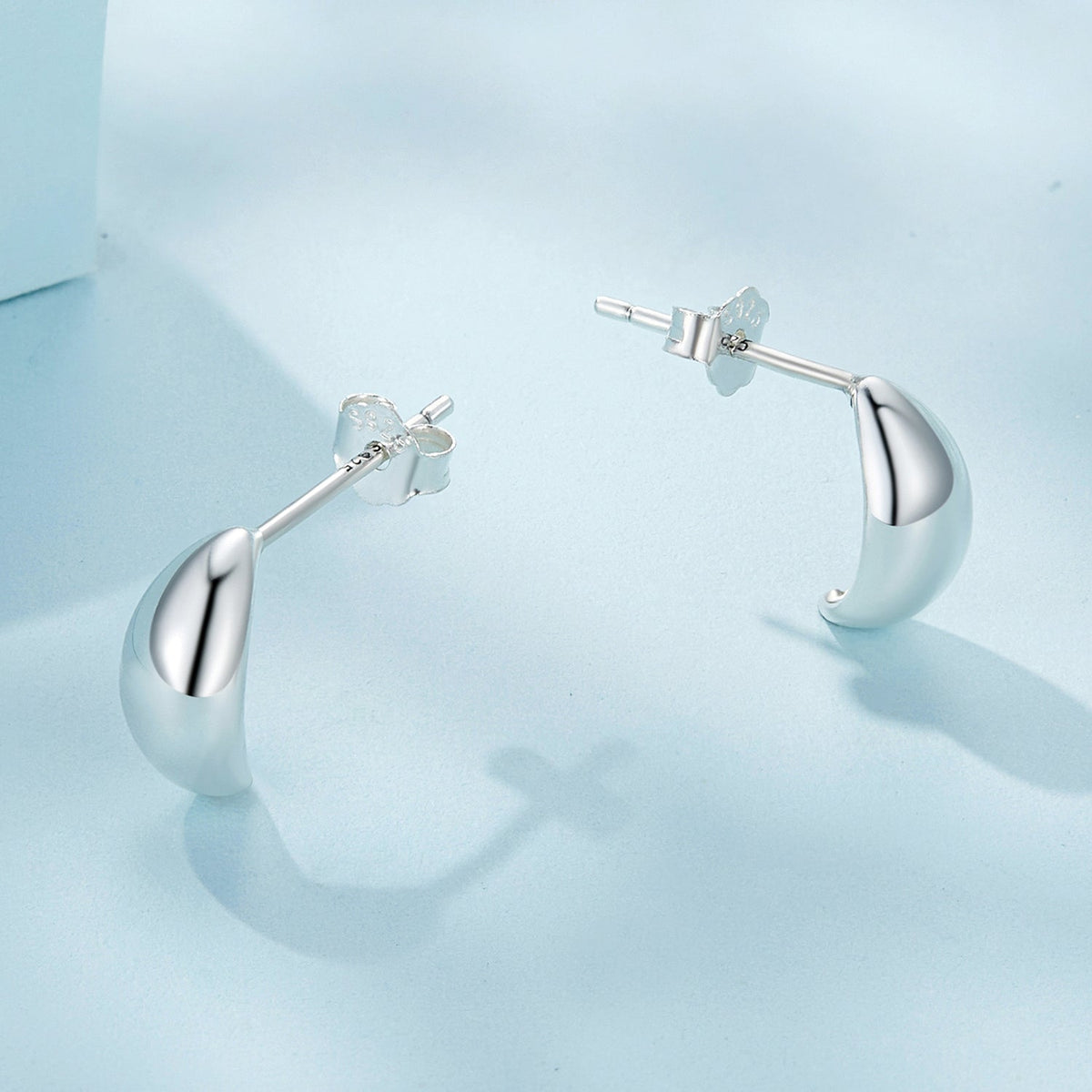 Boucles d'oreilles en argent sterling 925, taille 10*5mm - Argent oxydé pour femme