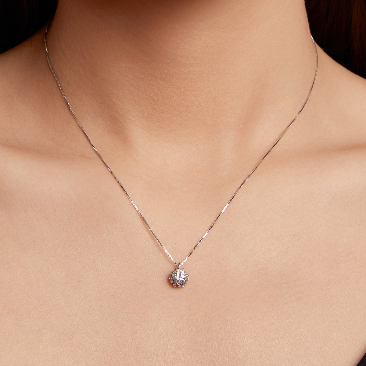 Collier en argent sterling 925 avec pavé de moissanite et oxydes de zirconium - 40+5cm pour femme