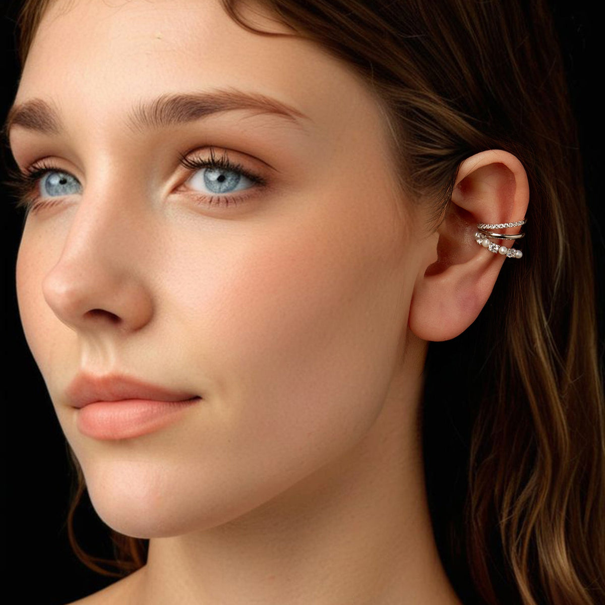 Boucles d'oreilles en argent sterling 925 avec moissanite et perle d'eau douce pour femme, 1,2 x 1,7 cm, plaqué or blanc