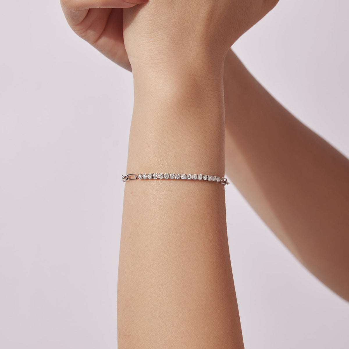 Bracelet 21 cm en argent sterling 925 et moissanite or blanc pour femme