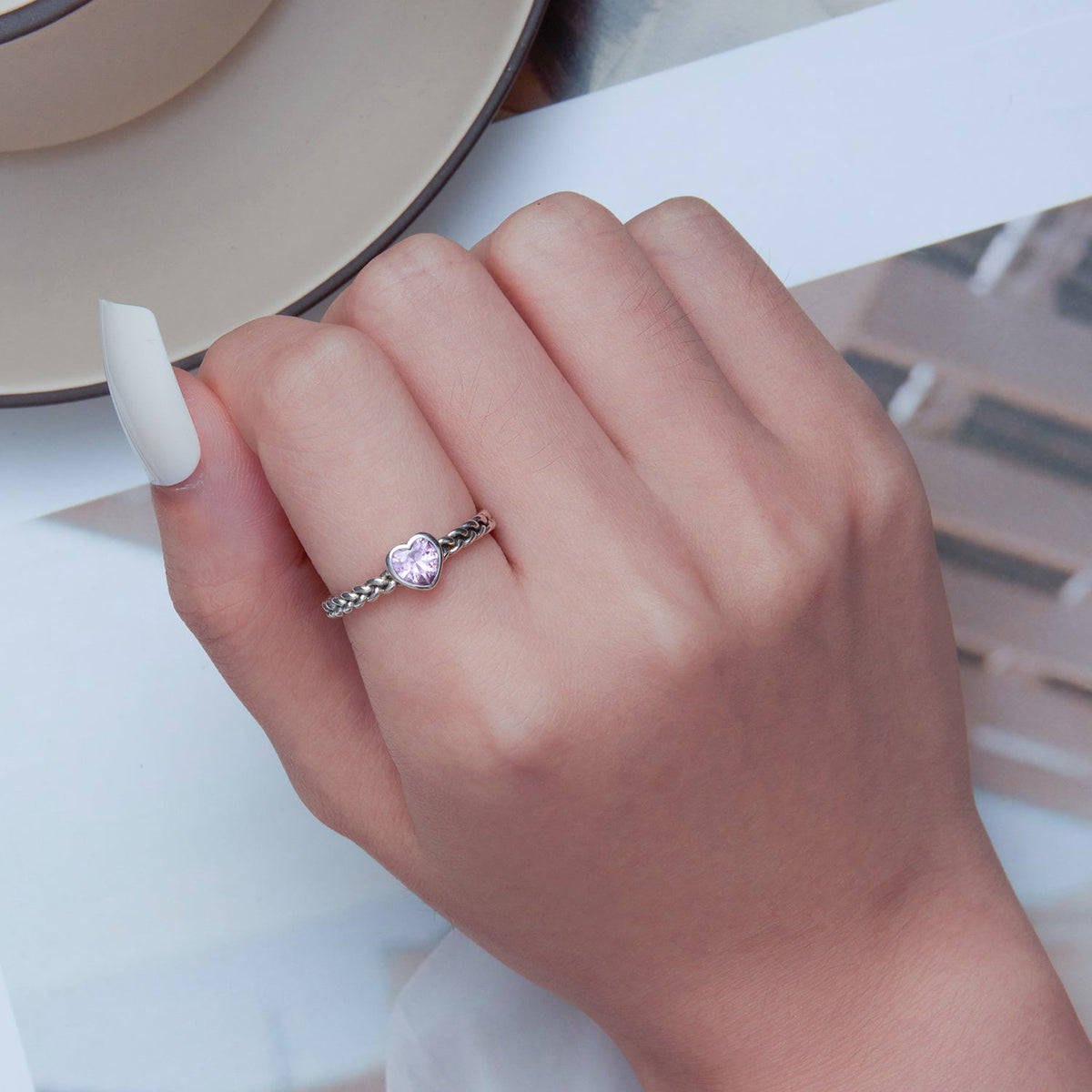 Bague pour Femme en Argent Sterling 925 avec Oxyde de Zirconium Amour